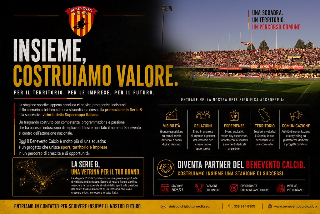 il-benevento-calcio-lancia-il-progetto-partnership-2026-27-insieme-per-far-crescere-il-territorio